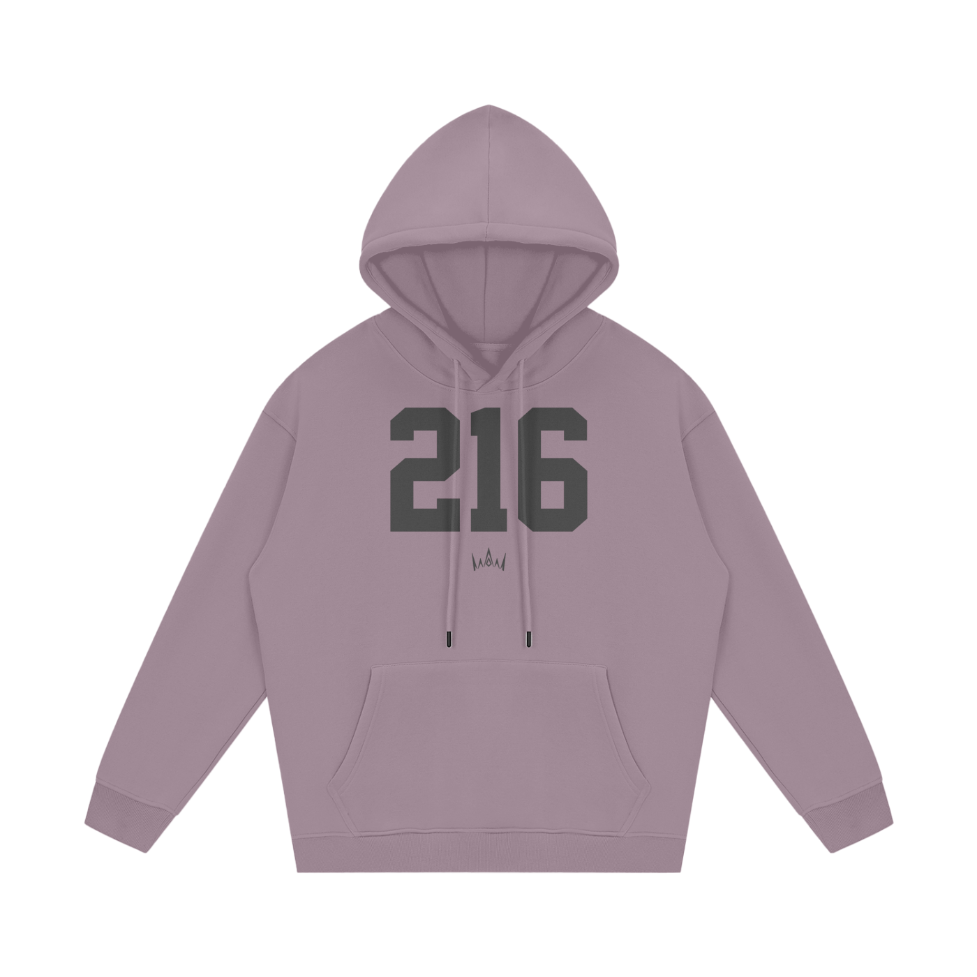 A purple hoodie with '216' printed in large black numbers on the front, along with a small 'Cleveland' text at the bottom.