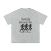 Gray t-shirt with 'Sunday Running Club' design on a white background