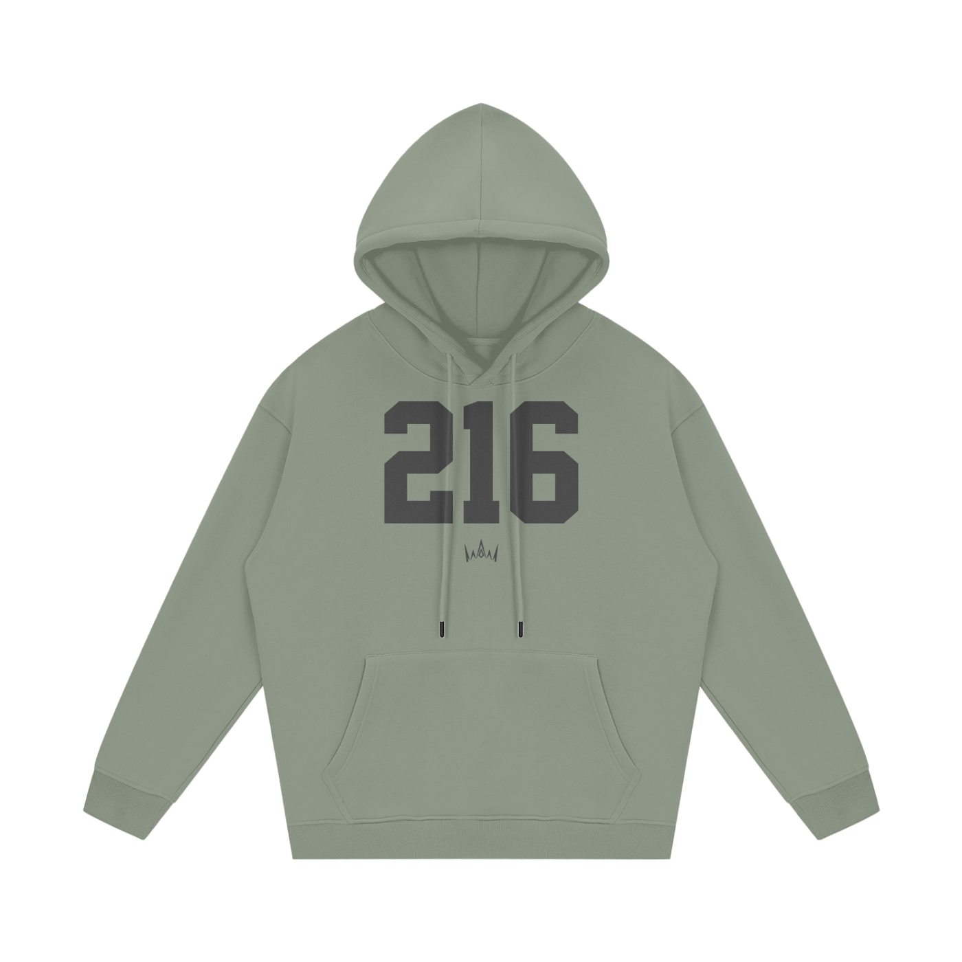 A green hoodie with '216' printed in large black numbers on the front, along with a small 'Cleveland' text at the bottom.